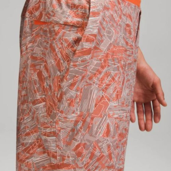 Lululemon Men's T.H.E. Short Linerless 7" Inseam Classic Stretch Orange Coral - Picture 2 of 16